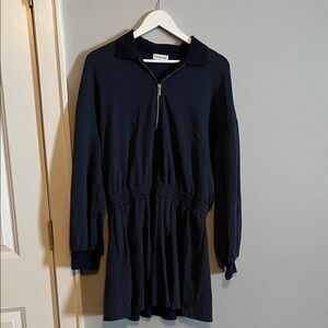 Navy Long Sleeve Dress with Zipper